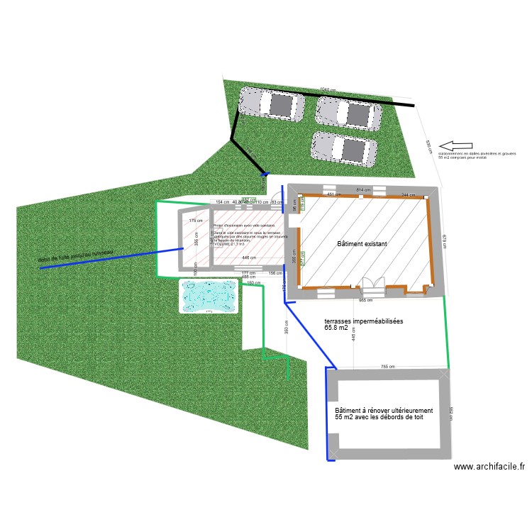 rdc avec limite et terrasse pour bassin de rétention3. Plan de 0 pièce et 0 m2