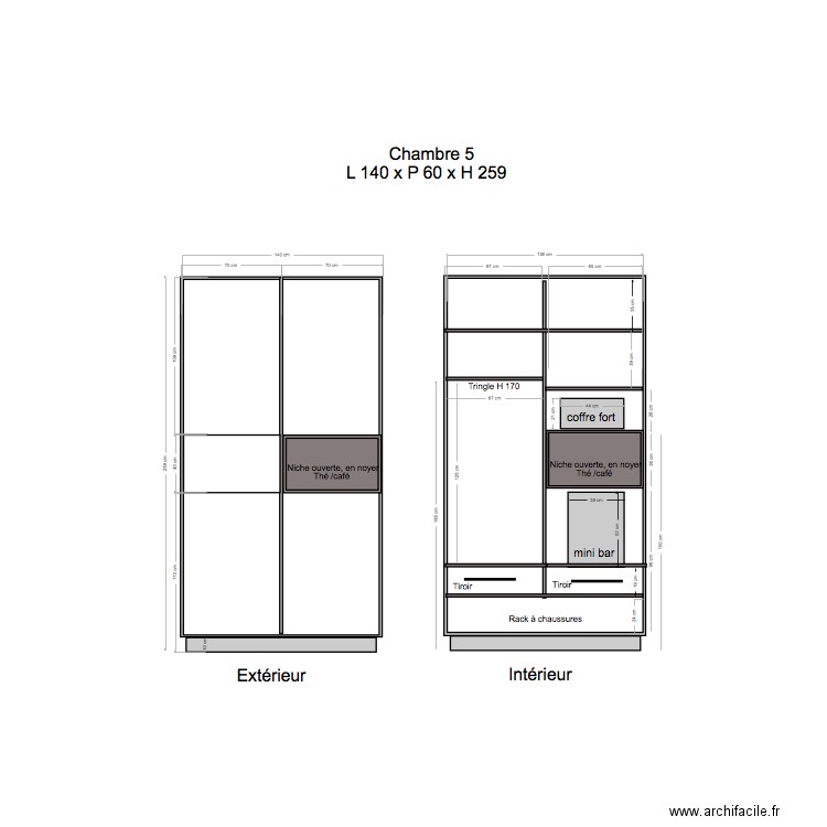 Placard Chambre 5. Plan de 0 pièce et 0 m2