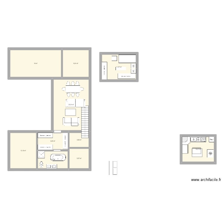 essai 13. Plan de 10 pièces et 106 m2