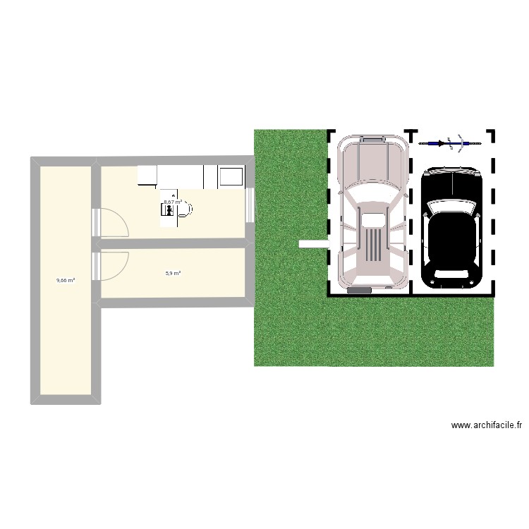 Maison que j'aimerais avoir (plan en cours de dévelpoppement). Plan de 3 pièces et 24 m2