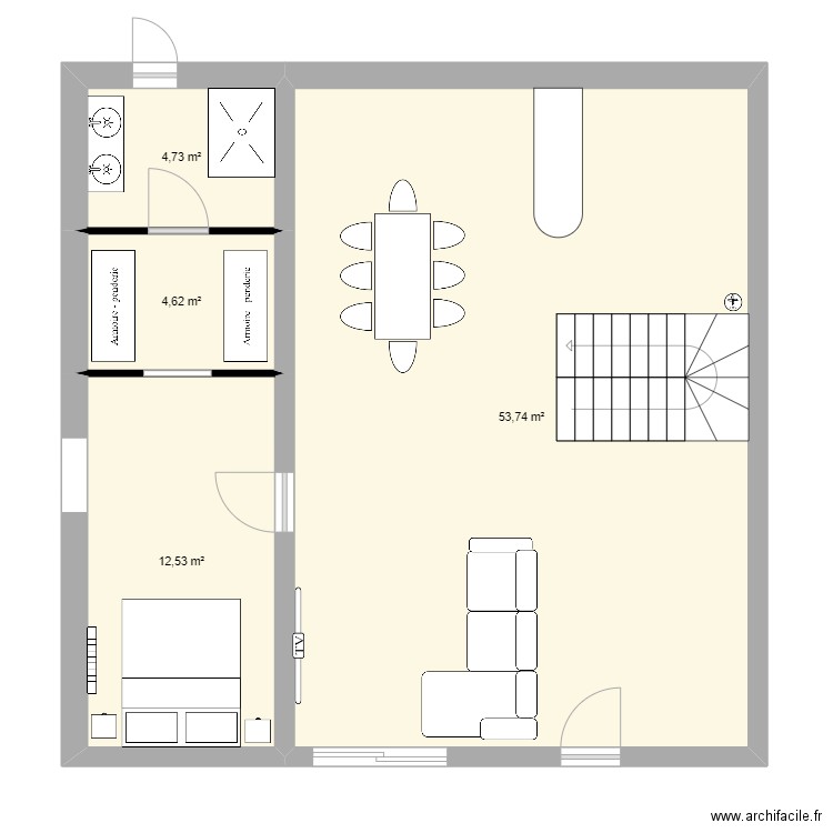 Maison Dolomieu. Plan de 4 pièces et 76 m2
