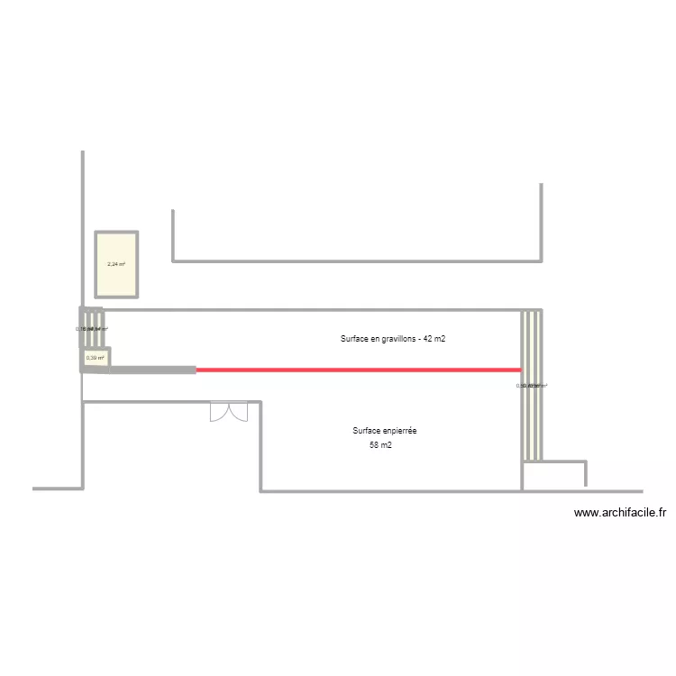 Terrasse devant maison. Plan de 