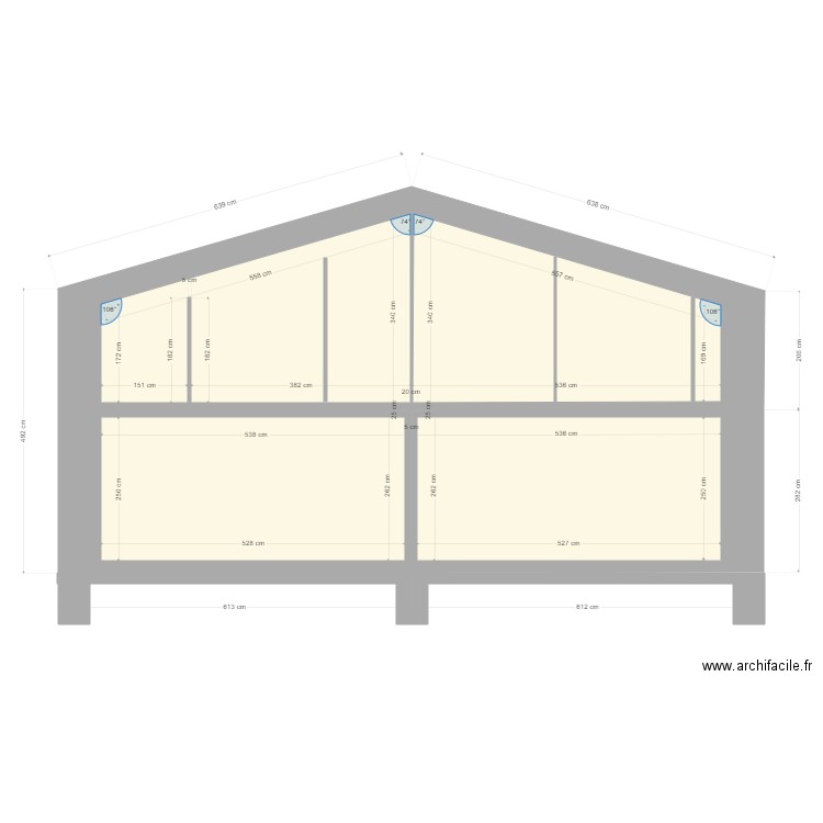 bergerie pignon 1. Plan de 1 pièce et 53 m2