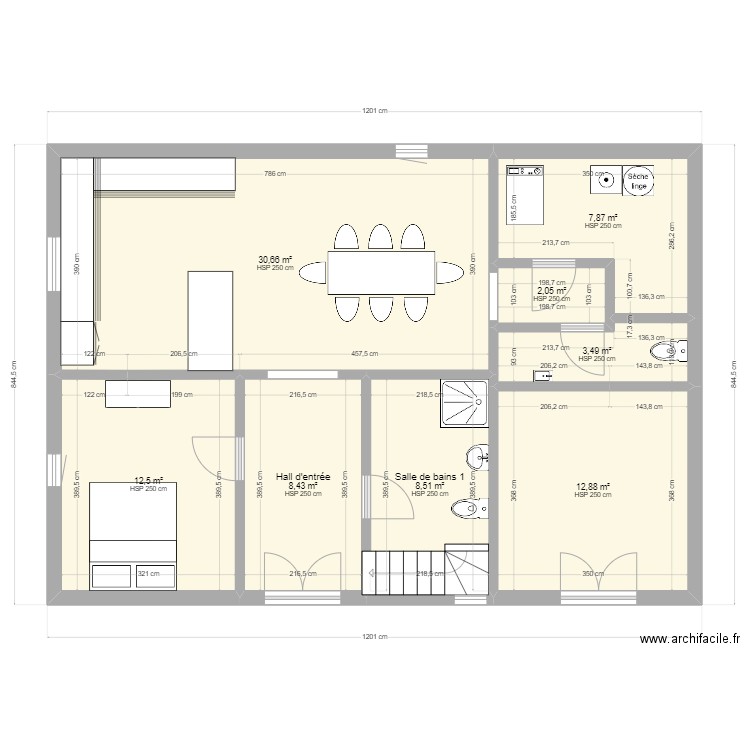 Pontos rez 3. Plan de 8 pièces et 86 m2