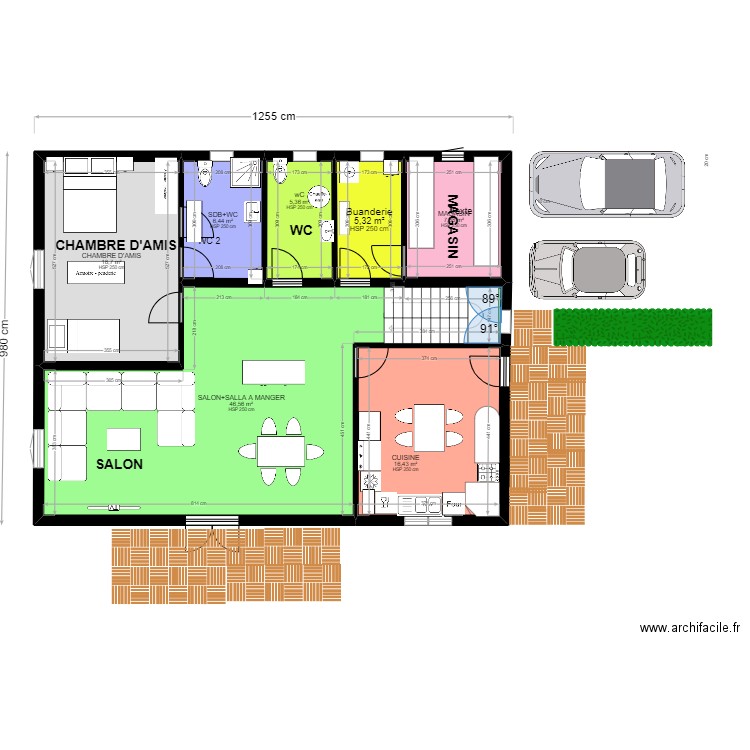 Nkolnda_RdC (meublé). Plan de 7 pièces et 106 m2