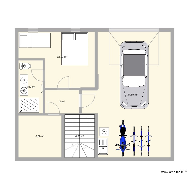 Mezon du Matin. Plan de 6 pièces et 67 m2
