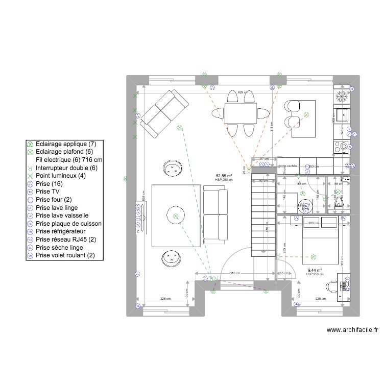 RDC VILLA CELYA. Plan de 4 pièces et 66 m2