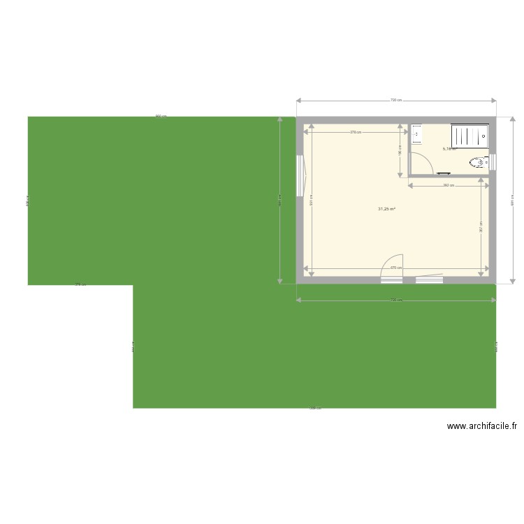 Richard Rech. Plan de 2 pièces et 36 m2