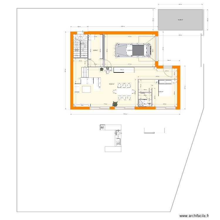 Bernin avec étage et suite parentale à droite. Plan de 8 pièces et 109 m2