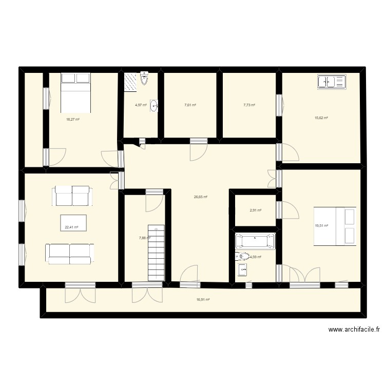 NIAGANANE4. Plan de 12 pièces et 155 m2