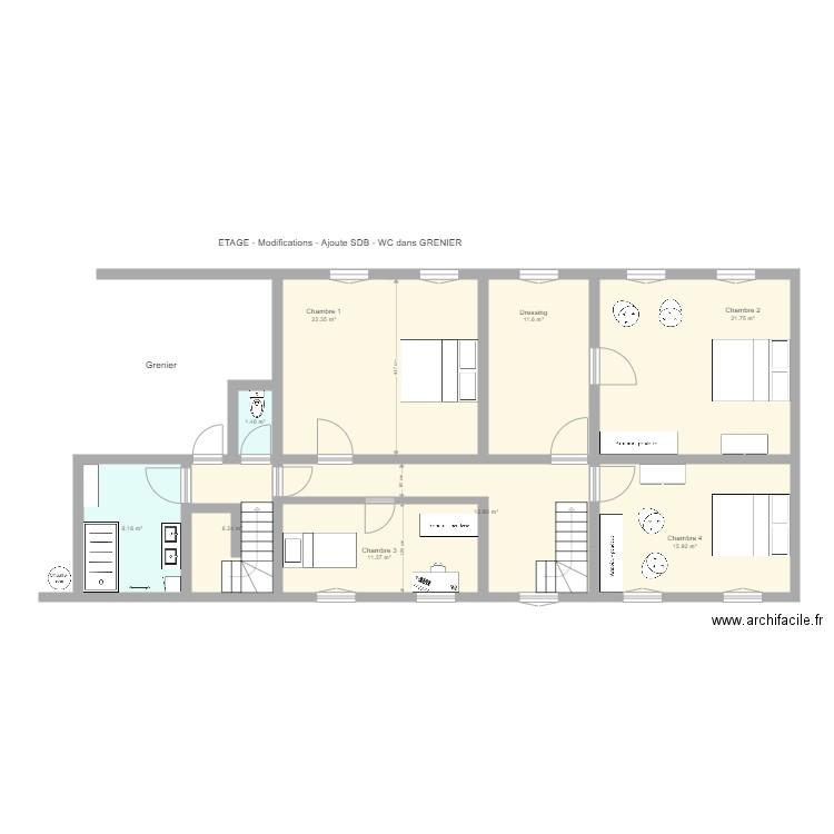 Lindageff étage modif 1. Plan de 0 pièce et 0 m2