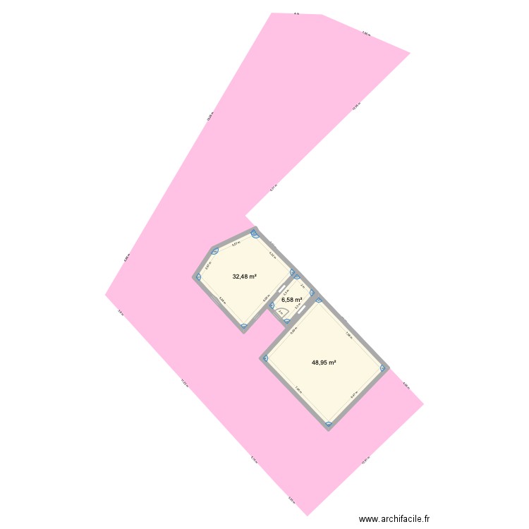 Rothéneuf. Plan de 3 pièces et 88 m2