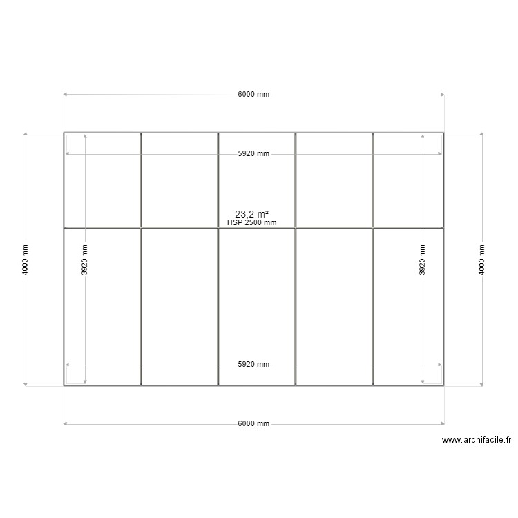 BUREAU 24 m²_SALLE BLANCHE S4/S5_PLAFOND_FOURRURE F47. Plan de 1 pièce et 23 m2