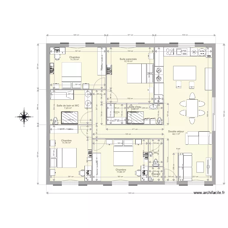 PROJET 3 120m2 4 Ch 2 SdB. Plan de PROJET 3 120m2 4 Ch 2 SdB. Plan de