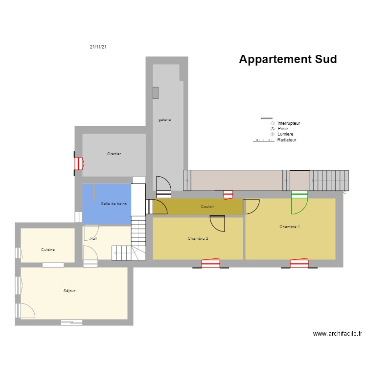 La  plaine   Appartement - Travaux V1. Plan de 9 pièces et 92 m2