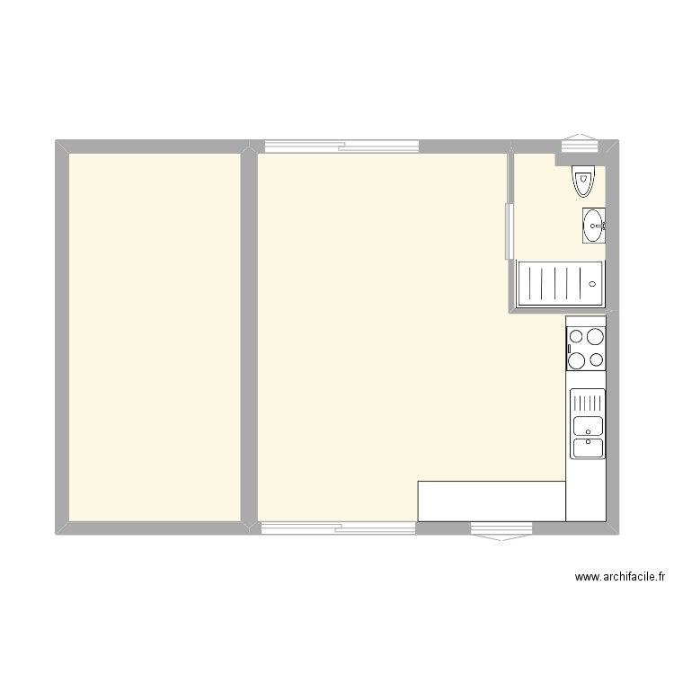 Pool house 3. Plan de 3 pièces et 50 m2