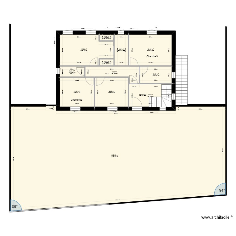 rdc nv 1. Plan de 12 pièces et 285 m2