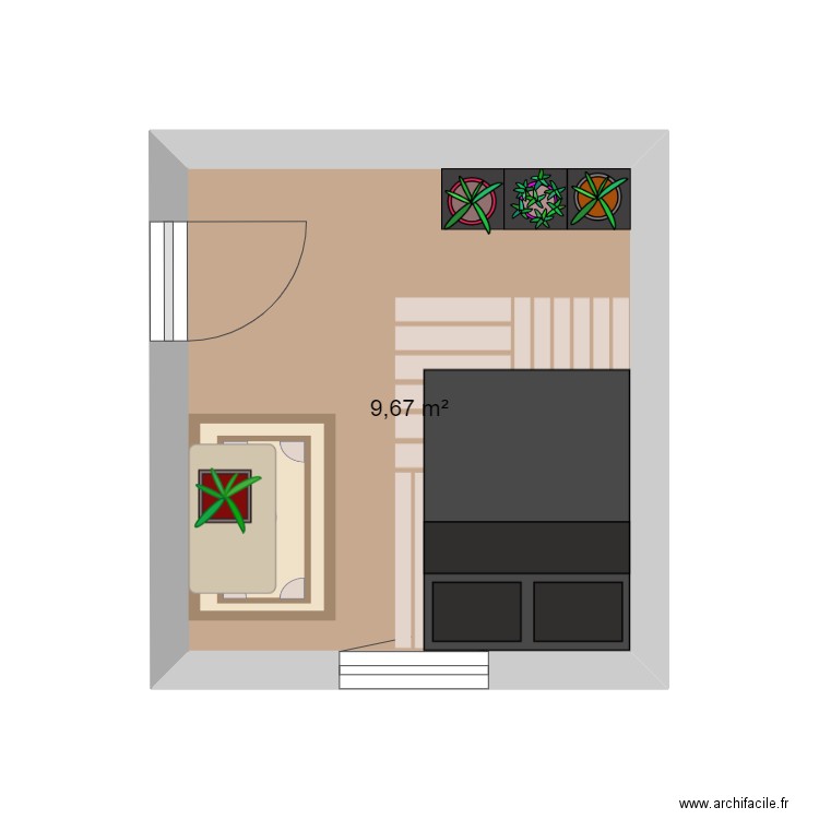 Chambre. Plan de 1 pièce et 10 m2