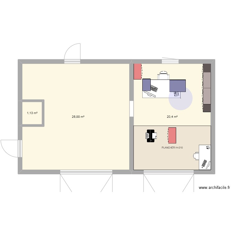 GARAGES. Plan de 3 pièces et 48 m2