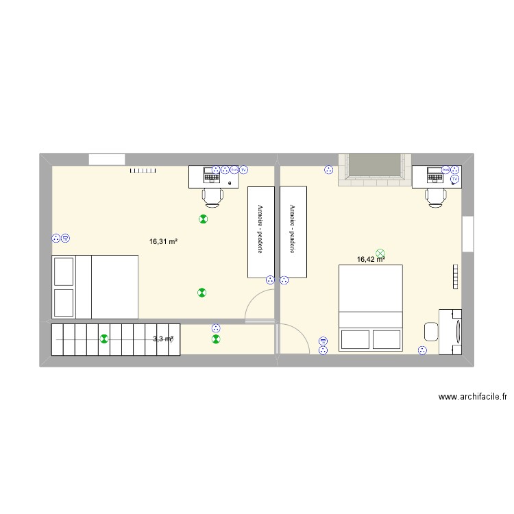 PISSOTTE. Plan de 3 pièces et 36 m2