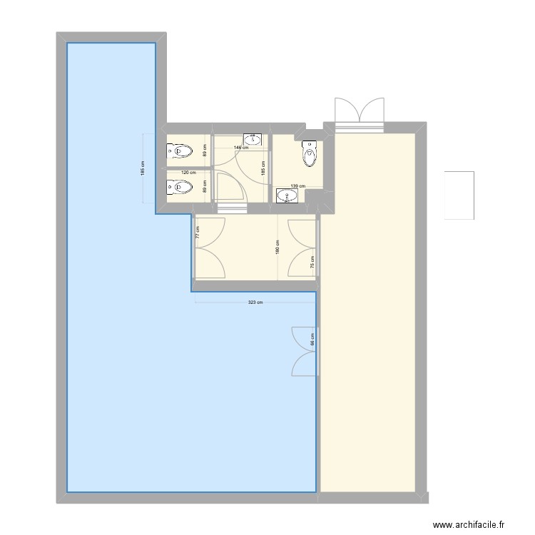 sanitaire herbouilly. Plan de 8 pièces et 90 m2