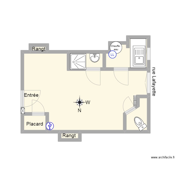 223 Lafayette. Plan de 7 pièces et 22 m2