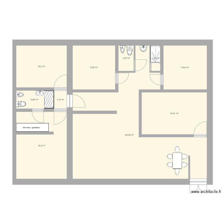 oulad saleh 2. Plan de 10 pièces et 113 m2