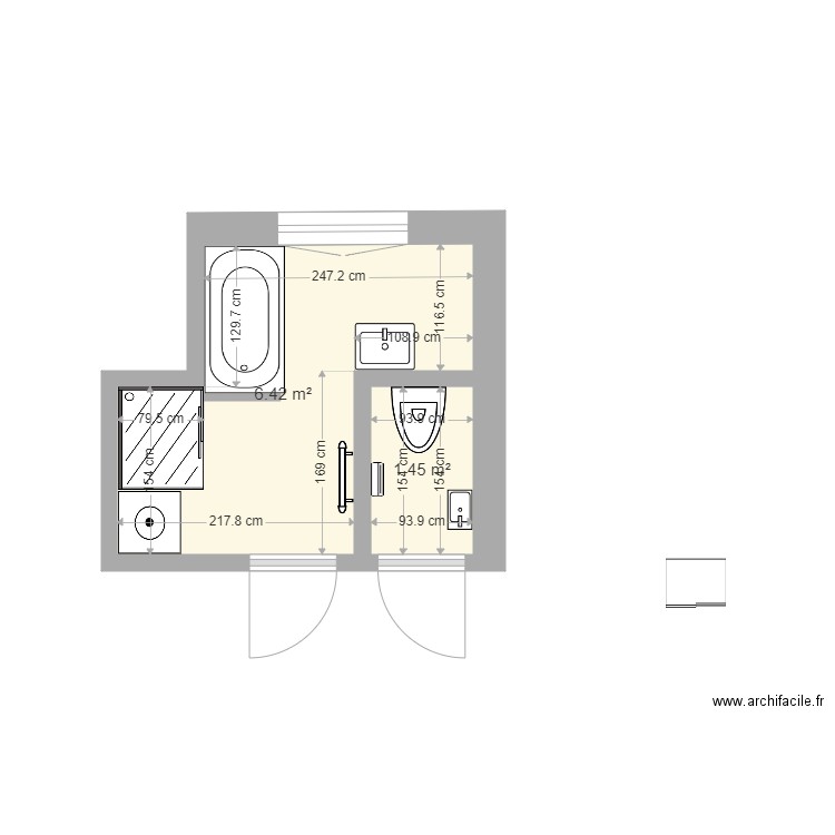 Salle de Bain V1. Plan de 0 pièce et 0 m2