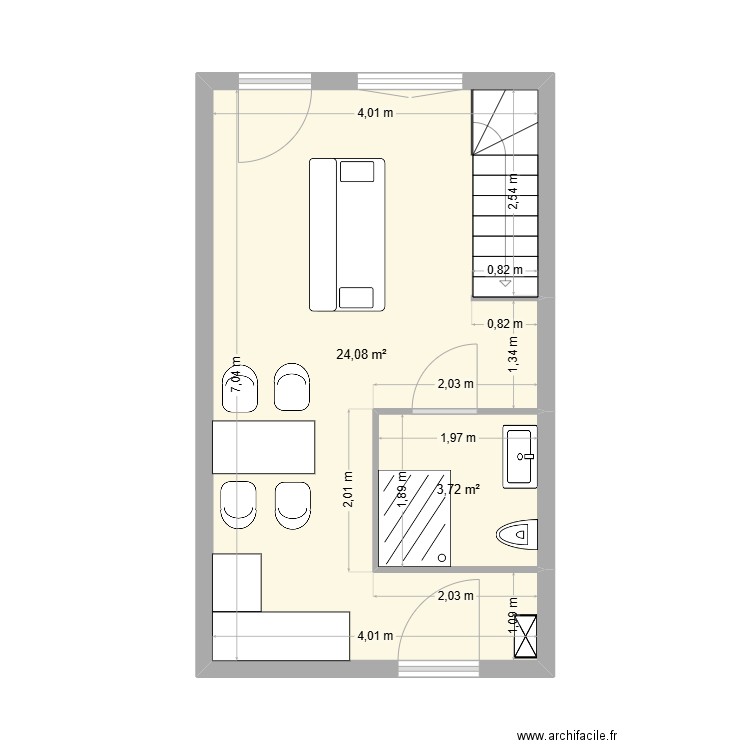studio rbnb v2. Plan de 2 pièces et 28 m2