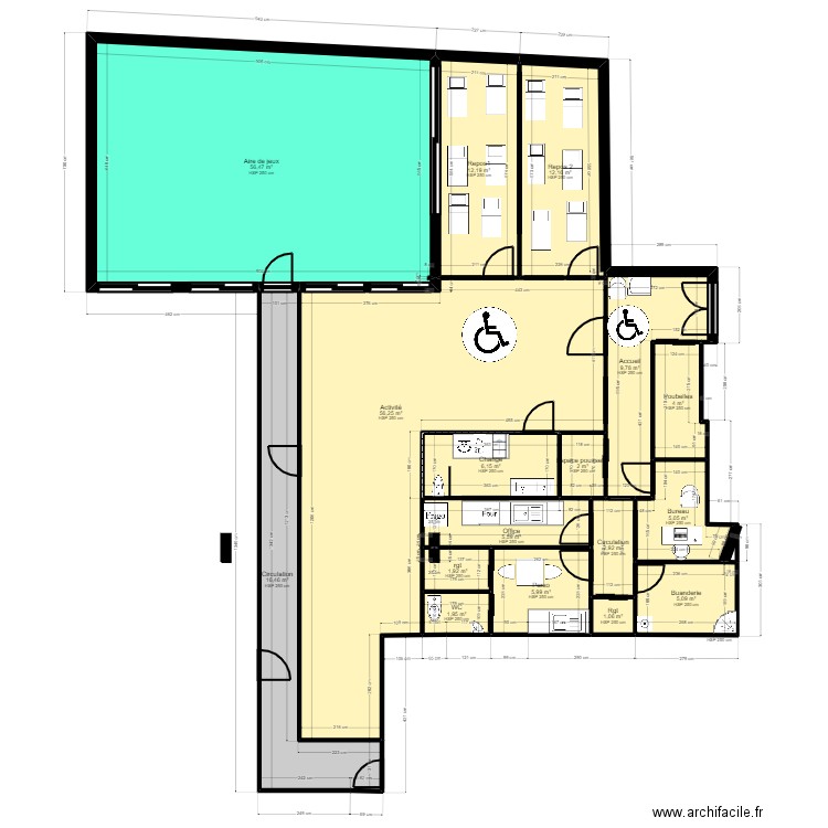 93SD1-8M projet V1 jr. Plan de 18 pièces et 205 m2