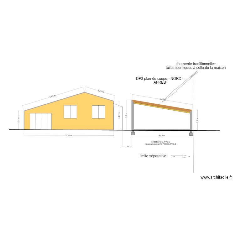 DP3 NORD APRES. Plan de 2 pièces et 47 m2