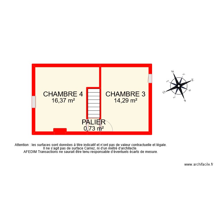 BI 6379 ETAGE 2. Plan de 5 pièces et 33 m2