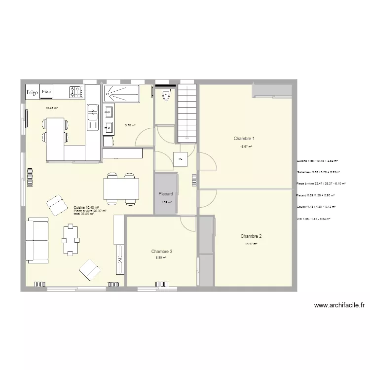 Maison Projet V12. Plan de 