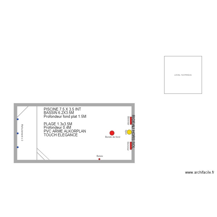 PLAN PISCINE COTE. Plan de 0 pièce et 0 m2