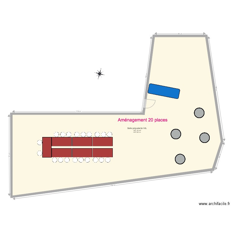 Salle VdL Aménagement 20 places. Plan de 0 pièce et 0 m2