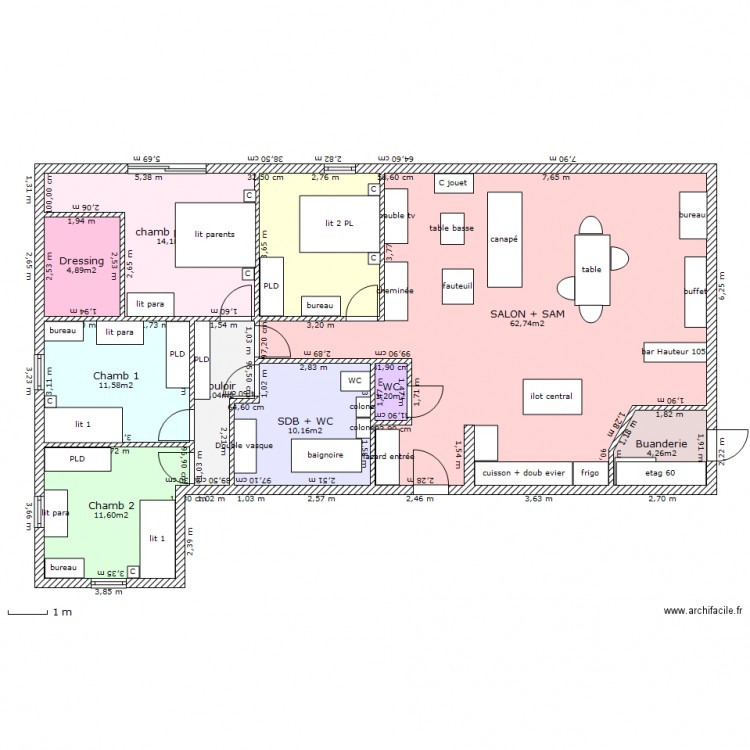 plan L 1. Plan de 0 pièce et 0 m2