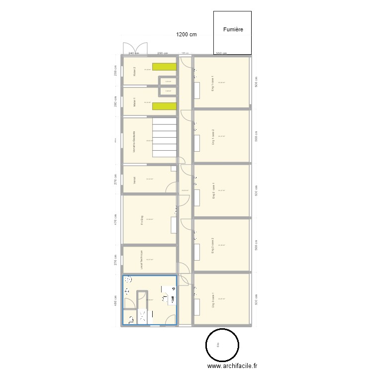 Jacquot Sébastien. Plan de 15 pièces et 265 m2