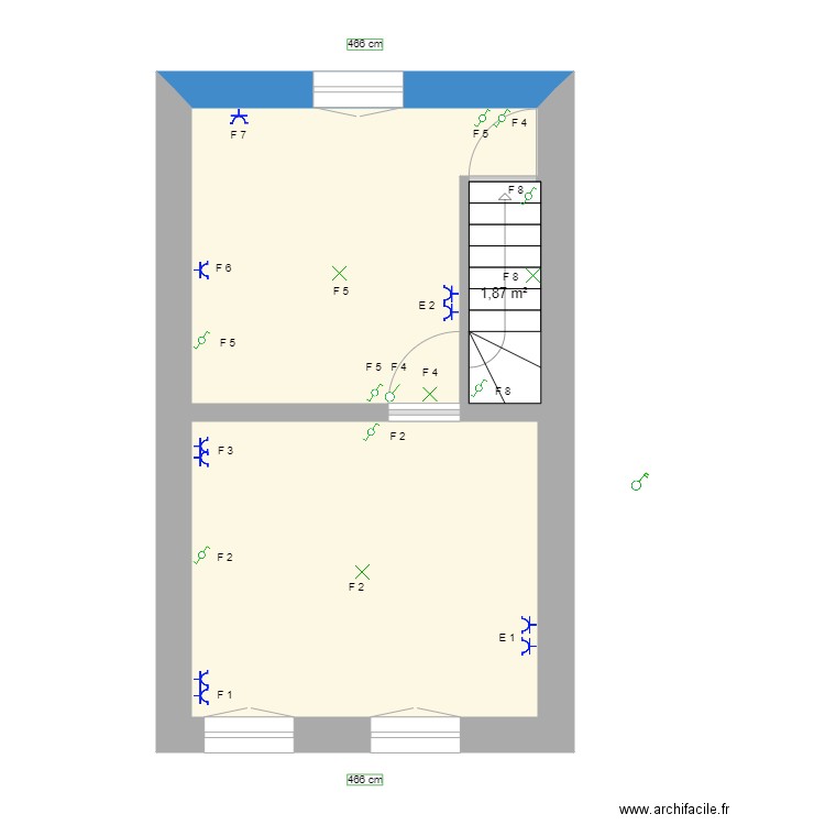 catherine etage 2 elec. Plan de 3 pièces et 25 m2