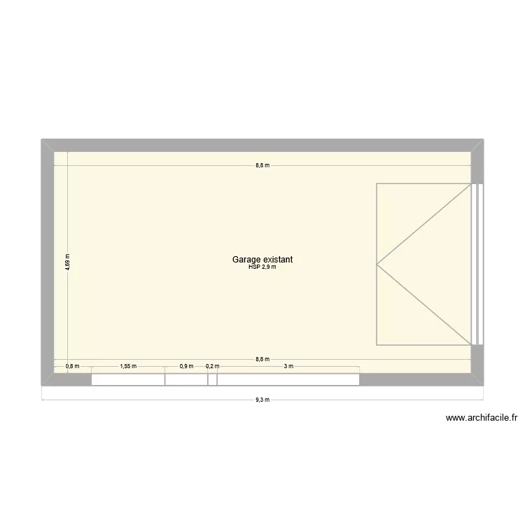 Garage. Plan de 1  et 41 m²