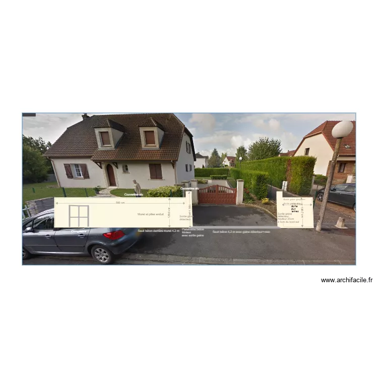 Muret Entr&eacute;e Maison. Plan de 