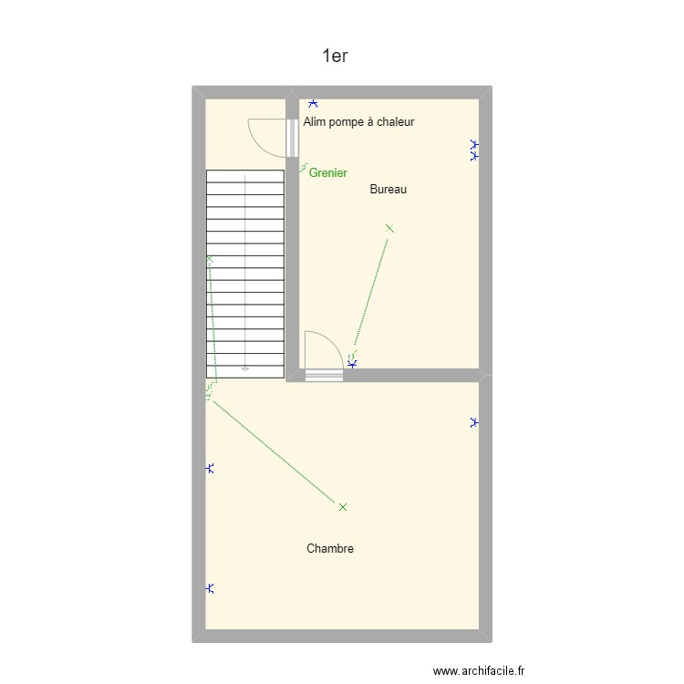 Flion 1er. Plan de 2 pièces et 61 m2