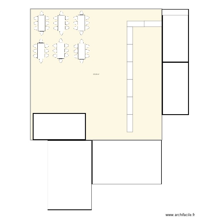 fete de l'humanité. Plan de 1 pièce et 223 m2