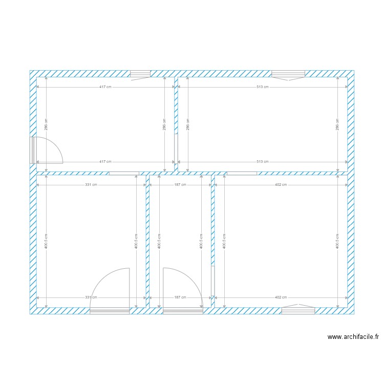 Haour. Plan de 5 pièces et 63 m2