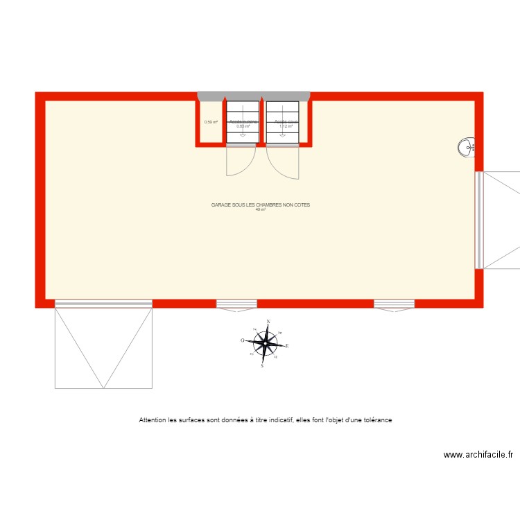 BI1988 GARAGE SOUS CHAMBRES NON COTE. Plan de 0 pièce et 0 m2