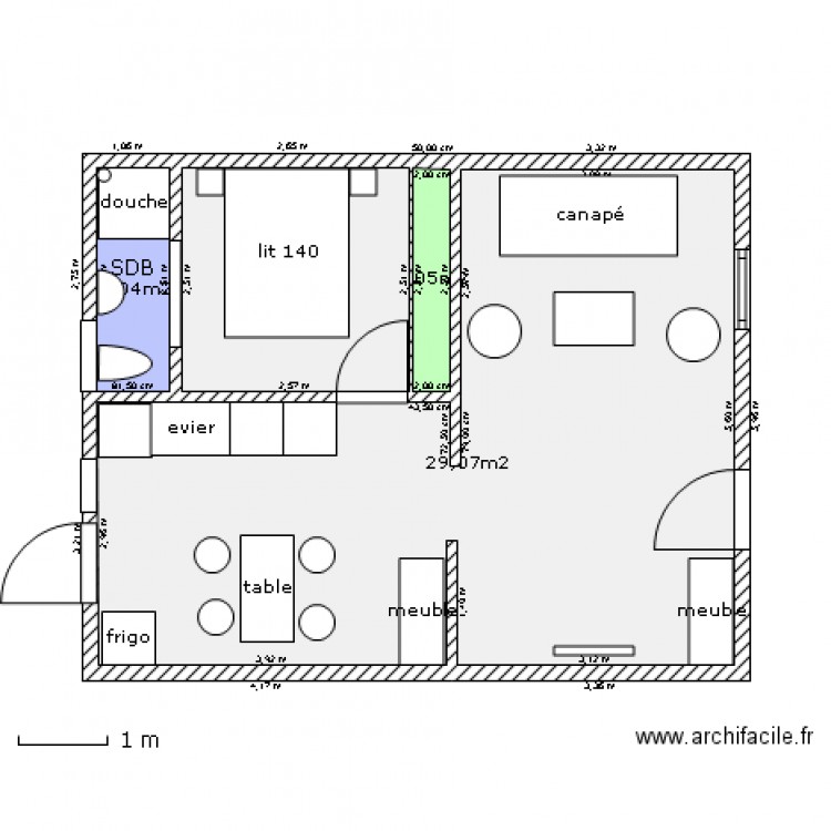 studio okala meublé. Plan de 0 pièce et 0 m2