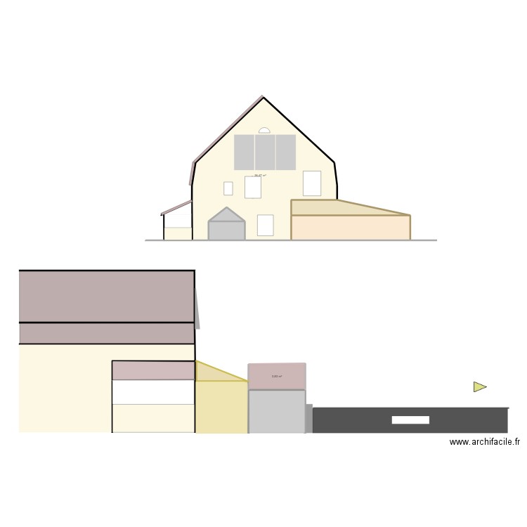 Maison Facade. Plan de 0 pièce et 0 m2