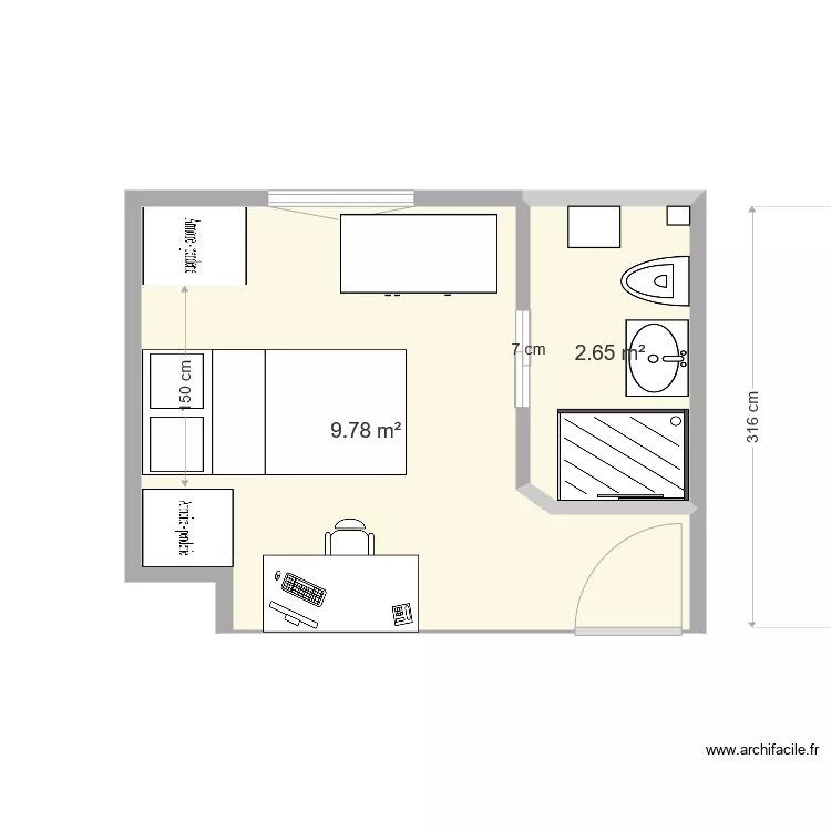 CHAMBRE 1 ET SDB. Plan de CHAMBRE 1 ET SDB. Plan de