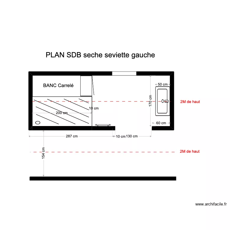 SDB2 seche a gauche. Plan de 