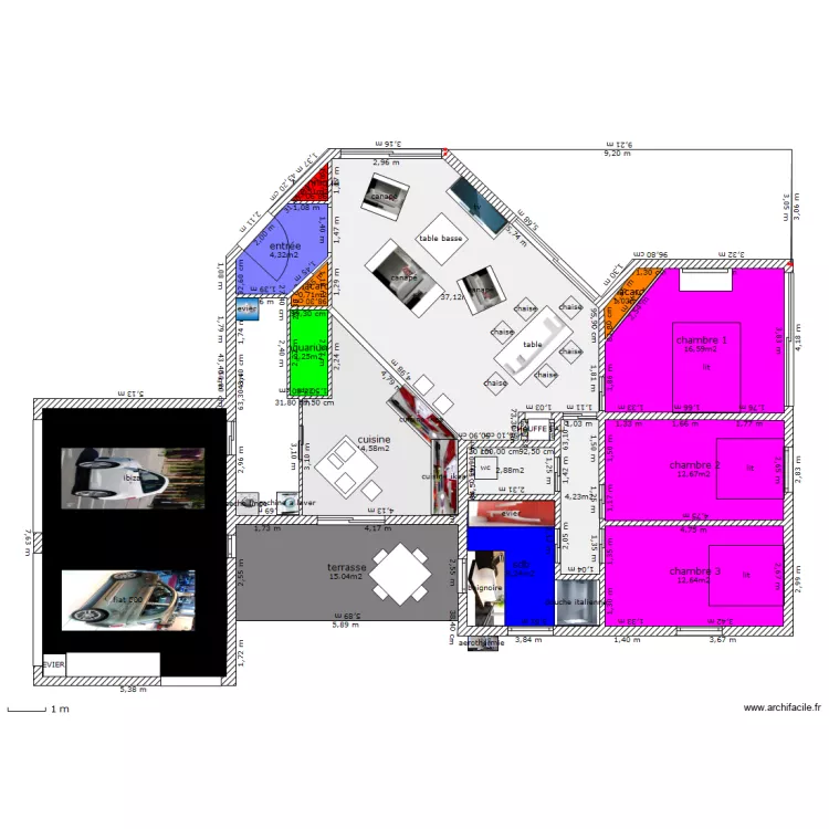 chez nous v5.4 chambres terrasse. Plan de 