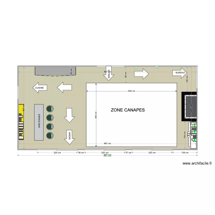 SALON MAQUETTE. Plan de 